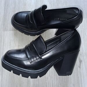 madden girl SARGE Black CHUNKY Platform Penny Loafers Womens Size 9